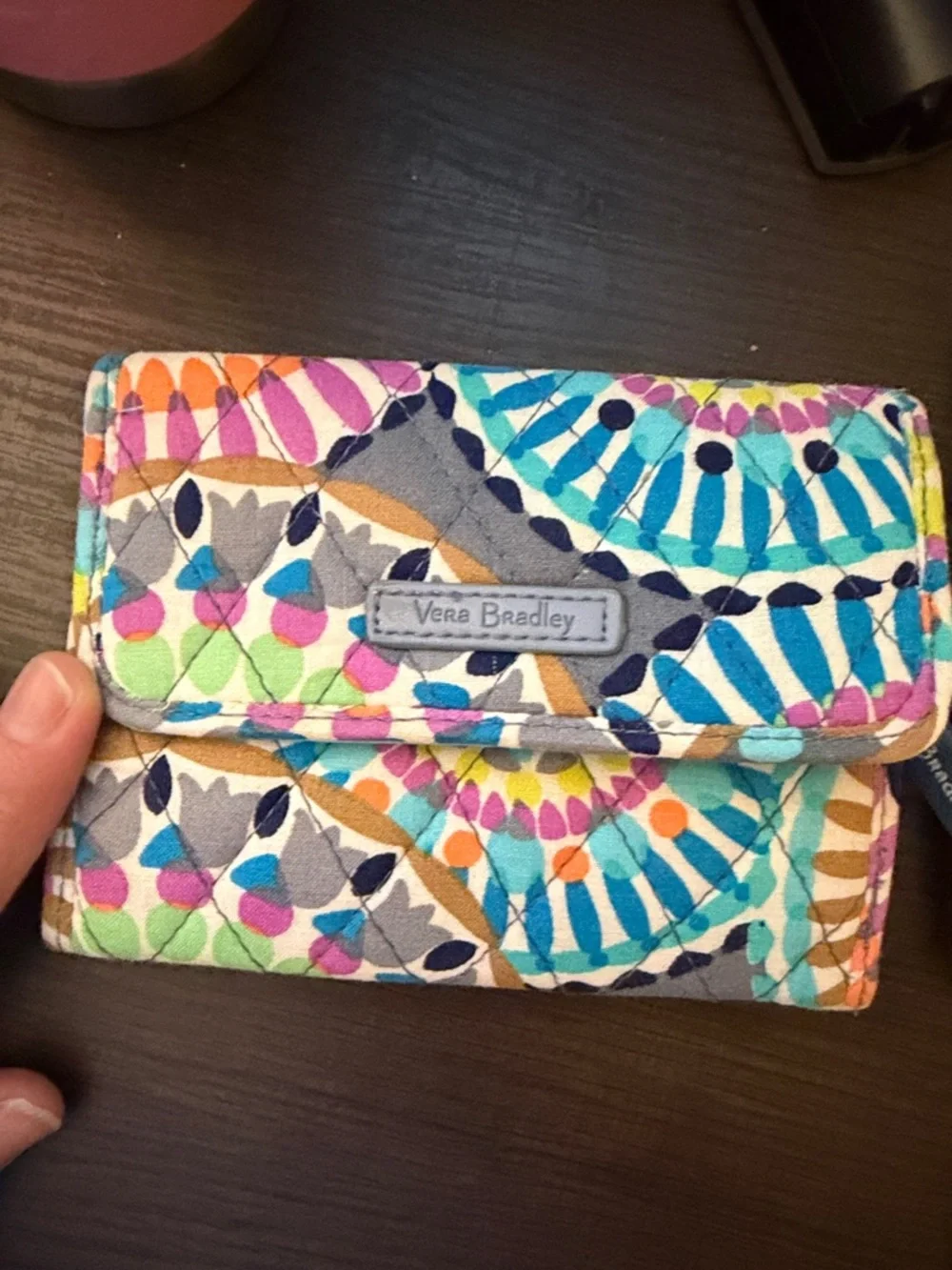 Vera Bradley Kids Quilted Wallet in Multicolor Fan Print - Picture 1 of 3